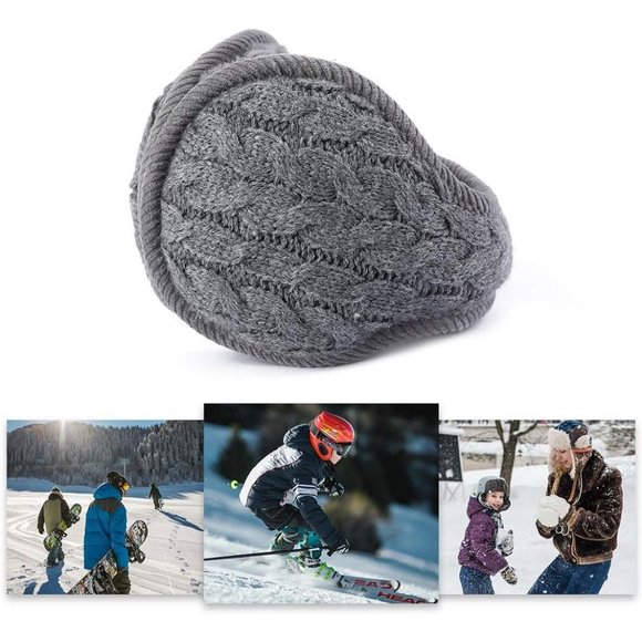 Unisex A-pink Warm Knit Cashmere Adjustable Wrap Outdoor Fur Earwarmer - Picture 5 of 6